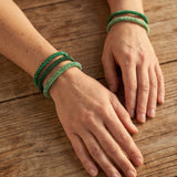 Bracelet népalais Trio Plénitude verte