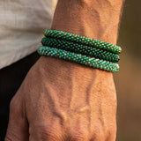 Bracelet népalais Trio Plénitude verte