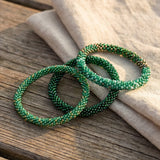 Bracelet népalais Trio Plénitude verte