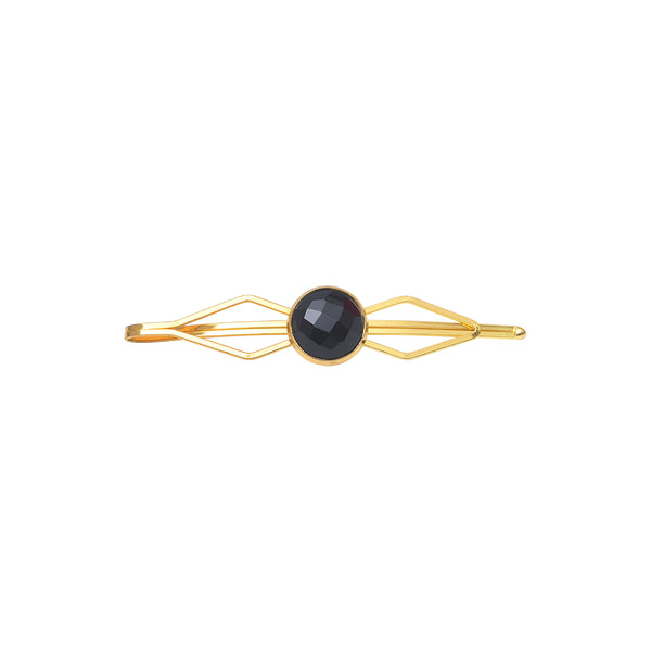 Golden diamond-black onyx hair clip
