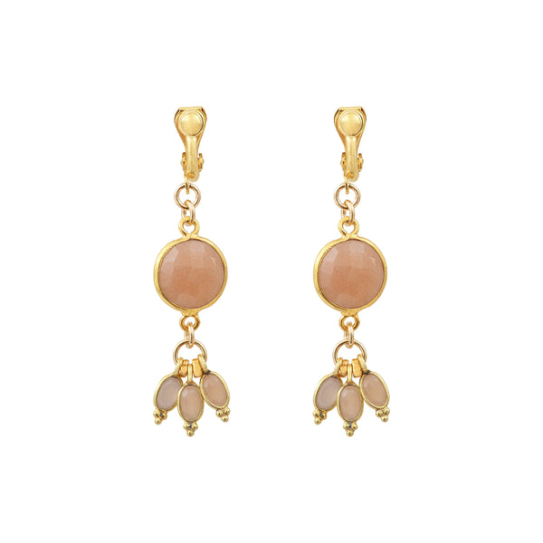 Pondicherry clip-on earrings - orange moonstone
