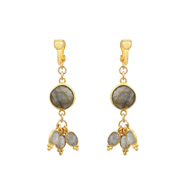 Pondicherry clip-on earrings - labradorite