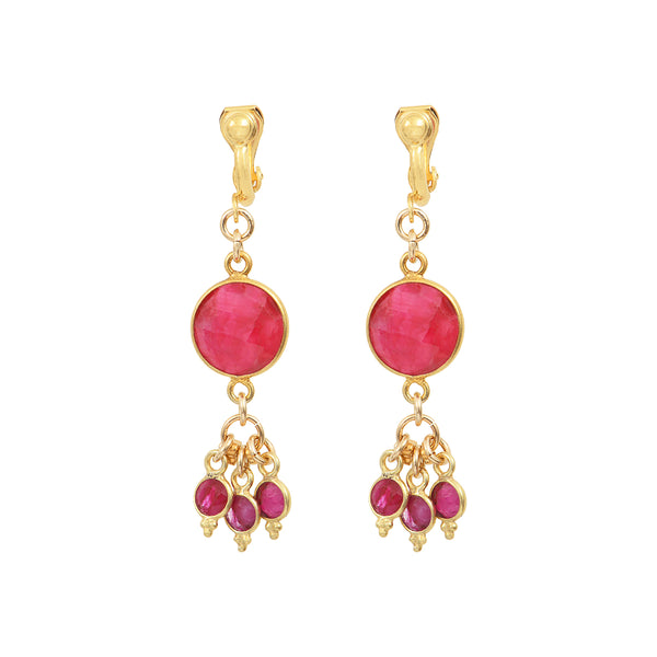 Pondicherry clip-on earrings - sillimanite ruby