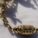 chaîne gaufre en acier inoxydable doré personnalisé avec le pendentif guru en pierre de lune orange