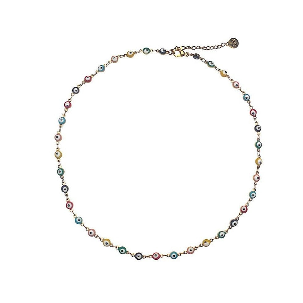 Collier à pendentif perle mauvais oeil bleu en verre | Bijoux Steel