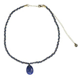 GRI GRI LAPIS LAZULI BRAIDED NECKLACE GOLDEN STAINLESS STEEL