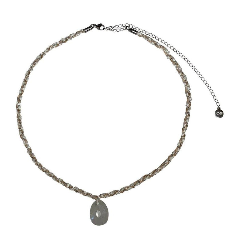 GRI GRI MOONSTONE BRAIDED NECKLACE STAINLESS STEEL