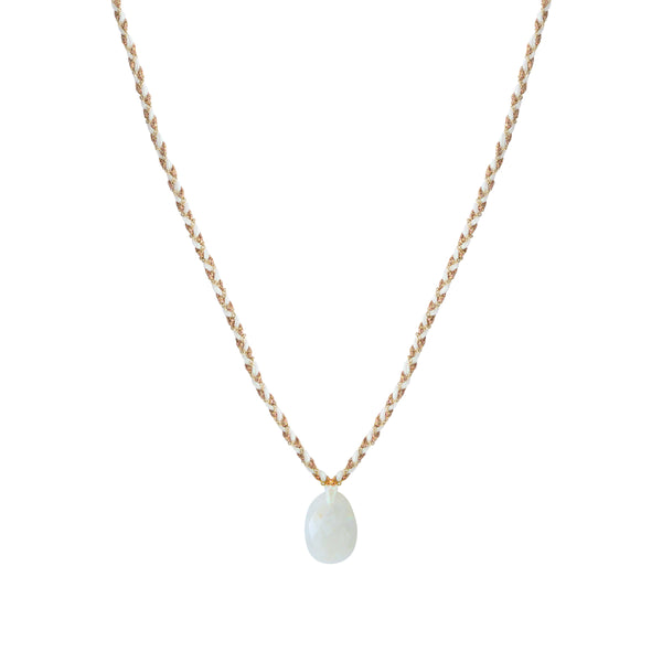 GRI GRI BRAIDED MOONSTONE NECKLACE GOLD STAINLESS STEEL